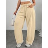 image:imageATHMILE Barrel Sweatpants Women Wide Leg Baggy Lounge Casual Pants  Cotton Fall Winter Teen Girl Fashion Comfy Flowy with PocketAlight Khaki
