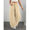 image:imageATHMILE Barrel Sweatpants Women Wide Leg Baggy Lounge Casual Pants  Cotton Fall Winter Teen Girl Fashion Comfy Flowy with PocketAlight Khaki