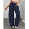 image:imageATHMILE Barrel Sweatpants Women Wide Leg Baggy Lounge Casual Pants  Cotton Fall Winter Teen Girl Fashion Comfy Flowy with PocketAnavy
