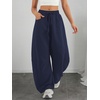 image:imageATHMILE Barrel Sweatpants Women Wide Leg Baggy Lounge Casual Pants  Cotton Fall Winter Teen Girl Fashion Comfy Flowy with PocketAnavy