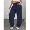 image:imageATHMILE Barrel Sweatpants Women Wide Leg Baggy Lounge Casual Pants  Cotton Fall Winter Teen Girl Fashion Comfy Flowy with PocketAnavy