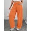 image:imageATHMILE Barrel Sweatpants Women Wide Leg Baggy Lounge Casual Pants  Cotton Fall Winter Teen Girl Fashion Comfy Flowy with PocketAorange