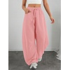 image:imageATHMILE Barrel Sweatpants Women Wide Leg Baggy Lounge Casual Pants  Cotton Fall Winter Teen Girl Fashion Comfy Flowy with PocketApink