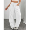 image:imageATHMILE Barrel Sweatpants Women Wide Leg Baggy Lounge Casual Pants  Cotton Fall Winter Teen Girl Fashion Comfy Flowy with PocketAwhite