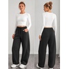 image:imageATHMILE Barrel Sweatpants Women Wide Leg Baggy Lounge Casual Pants  Cotton Fall Winter Teen Girl Fashion Comfy Flowy with PocketBblack