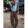 image:imageATHMILE Barrel Sweatpants Women Wide Leg Baggy Lounge Casual Pants  Cotton Fall Winter Teen Girl Fashion Comfy Flowy with PocketBchocolate Brown