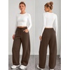 image:imageATHMILE Barrel Sweatpants Women Wide Leg Baggy Lounge Casual Pants  Cotton Fall Winter Teen Girl Fashion Comfy Flowy with PocketBchocolate Brown