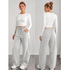 image:imageATHMILE Barrel Sweatpants Women Wide Leg Baggy Lounge Casual Pants  Cotton Fall Winter Teen Girl Fashion Comfy Flowy with PocketBgrey