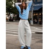 image:imageATHMILE Barrel Sweatpants Women Wide Leg Baggy Lounge Casual Pants  Cotton Fall Winter Teen Girl Fashion Comfy Flowy with PocketBheather White