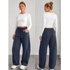 image:imageATHMILE Barrel Sweatpants Women Wide Leg Baggy Lounge Casual Pants  Cotton Fall Winter Teen Girl Fashion Comfy Flowy with PocketBnavy
