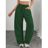 image:imageATHMILE Barrel Sweatpants Women Wide Leg Baggy Lounge Casual Pants  Cotton Fall Winter Teen Girl Fashion Comfy Flowy with PocketDark Green