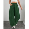 image:imageATHMILE Barrel Sweatpants Women Wide Leg Baggy Lounge Casual Pants  Cotton Fall Winter Teen Girl Fashion Comfy Flowy with PocketDark Green
