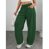 image:imageATHMILE Barrel Sweatpants Women Wide Leg Baggy Lounge Casual Pants  Cotton Fall Winter Teen Girl Fashion Comfy Flowy with PocketDark Green