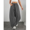image:imageATHMILE Barrel Sweatpants Women Wide Leg Baggy Lounge Casual Pants  Cotton Fall Winter Teen Girl Fashion Comfy Flowy with PocketDark Grey