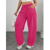 image:imageATHMILE Barrel Sweatpants Women Wide Leg Baggy Lounge Casual Pants  Cotton Fall Winter Teen Girl Fashion Comfy Flowy with PocketRose Red
