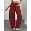 image:imageATHMILE Barrel Sweatpants Women Wide Leg Baggy Lounge Casual Pants  Cotton Fall Winter Teen Girl Fashion Comfy Flowy with PocketWine Red