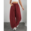 image:imageATHMILE Barrel Sweatpants Women Wide Leg Baggy Lounge Casual Pants  Cotton Fall Winter Teen Girl Fashion Comfy Flowy with PocketWine Red