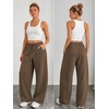 image:imageATHMILE Barrel Sweatpants Women Y2K Wide Leg Baggy Lounge Sweat Pants with Pockets Plus Size Drawstring JoggersBrown