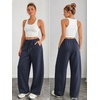 image:imageATHMILE Barrel Sweatpants Women Y2K Wide Leg Baggy Lounge Sweat Pants with Pockets Plus Size Drawstring JoggersNavy