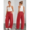 image:imageATHMILE Barrel Sweatpants Women Y2K Wide Leg Baggy Lounge Sweat Pants with Pockets Plus Size Drawstring JoggersRed