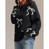 image:imageATHMILE Fall Sweaters for Women 2026 Fashion Cute Bow Knit Pullover Trendy Long Sleeve Oversized Sweater Winter ClothingBlack