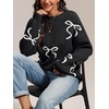 image:imageATHMILE Fall Sweaters for Women 2026 Fashion Cute Bow Knit Pullover Trendy Long Sleeve Oversized Sweater Winter ClothingBlack