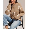 image:imageATHMILE Fall Sweaters for Women 2026 Fashion Cute Bow Knit Pullover Trendy Long Sleeve Oversized Sweater Winter ClothingCamel