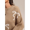 image:imageATHMILE Fall Sweaters for Women 2026 Fashion Cute Bow Knit Pullover Trendy Long Sleeve Oversized Sweater Winter ClothingCamel