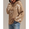 image:imageATHMILE Fall Sweaters for Women 2026 Fashion Cute Bow Knit Pullover Trendy Long Sleeve Oversized Sweater Winter ClothingCamel