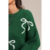 image:imageATHMILE Fall Sweaters for Women 2026 Fashion Cute Bow Knit Pullover Trendy Long Sleeve Oversized Sweater Winter ClothingGreen