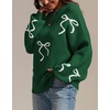 image:imageATHMILE Fall Sweaters for Women 2026 Fashion Cute Bow Knit Pullover Trendy Long Sleeve Oversized Sweater Winter ClothingGreen