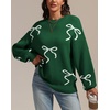 image:imageATHMILE Fall Sweaters for Women 2026 Fashion Cute Bow Knit Pullover Trendy Long Sleeve Oversized Sweater Winter ClothingGreen