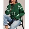 image:imageATHMILE Fall Sweaters for Women 2026 Fashion Cute Bow Knit Pullover Trendy Long Sleeve Oversized Sweater Winter ClothingGreen