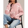 image:imageATHMILE Fall Sweaters for Women 2026 Fashion Cute Bow Knit Pullover Trendy Long Sleeve Oversized Sweater Winter ClothingPink