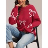 image:imageATHMILE Fall Sweaters for Women 2026 Fashion Cute Bow Knit Pullover Trendy Long Sleeve Oversized Sweater Winter ClothingRed
