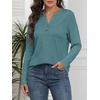 image:imageATHMILE Long Sleeve Shirts for Women 2026 Fall Outfits Henley Dressy Casual Tops Trendy Blouses Cute TShirts Fashion ClothesBlue Green