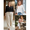 image:imageATHMILE Long Sleeve Shirts for Women 2026 Fall Outfits Henley Dressy Casual Tops Trendy Blouses Cute TShirts Fashion ClothesHalfblack