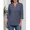 image:imageATHMILE Long Sleeve Shirts for Women 2026 Fall Outfits Henley Dressy Casual Tops Trendy Blouses Cute TShirts Fashion ClothesHalfnavy Blue