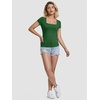 image:imageATHMILE Modal Short Sleeve Shirts for Women 2025 Fashion Square Neck Basics Slim Fitted TopsDarkgreen