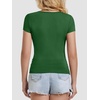 image:imageATHMILE Modal Short Sleeve Shirts for Women 2025 Fashion Square Neck Basics Slim Fitted TopsDarkgreen
