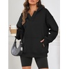 image:imageATHMILE Oversized Hoodies for Women Fashion V Neck Pullover Sweatshirts with Thumb Hole Y2k Clothes Fall Outfits 2026Black