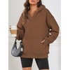 image:imageATHMILE Oversized Hoodies for Women Fashion V Neck Pullover Sweatshirts with Thumb Hole Y2k Clothes Fall Outfits 2026Coffee