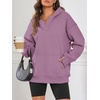 image:imageATHMILE Oversized Hoodies for Women Fashion V Neck Pullover Sweatshirts with Thumb Hole Y2k Clothes Fall Outfits 2026Dark Pink
