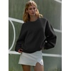 image:imageATHMILE Oversized Sweatshirt for Women Crewneck Fleece Long Sleeve Pullover Hoodies Tops Fall Fashion Outfits ClothesBlack