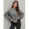 image:imageATHMILE Oversized Sweatshirt for Women Crewneck Fleece Long Sleeve Pullover Hoodies Tops Fall Fashion Outfits ClothesDark Grey