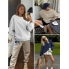 image:imageATHMILE Oversized Sweatshirt for Women Crewneck Fleece Long Sleeve Pullover Hoodies Tops Fall Fashion Outfits ClothesGrey
