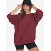 image:imageATHMILE Oversized Sweatshirt for Women Crewneck Fleece Long Sleeve Pullover Hoodies Tops Fall Fashion Outfits ClothesWine Red