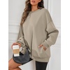 image:imageATHMILE Oversized Sweatshirt for Women Crewneck Fleece Long Sleeve Pullover Hoodies Tops Fall Fashion Outfits ClothesZcoffeegreyside Pockets