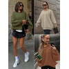 image:imageATHMILE Oversized Sweatshirt for Women Crewneck Fleece Long Sleeve Pullover Hoodies Tops Fall Fashion Outfits ClothesZcoffeegreyside Pockets