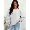 image:imageATHMILE Oversized Sweatshirt for Women Crewneck Fleece Long Sleeve Pullover Hoodies Tops Fall Fashion Outfits ClothesZgreyside Pockets